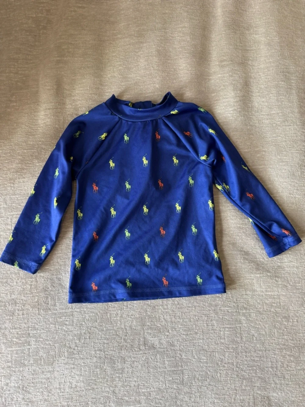 Polo Ralph Lauren Baby Boys Rash Guard 18-24M Blue Pony Print Swim Shirt